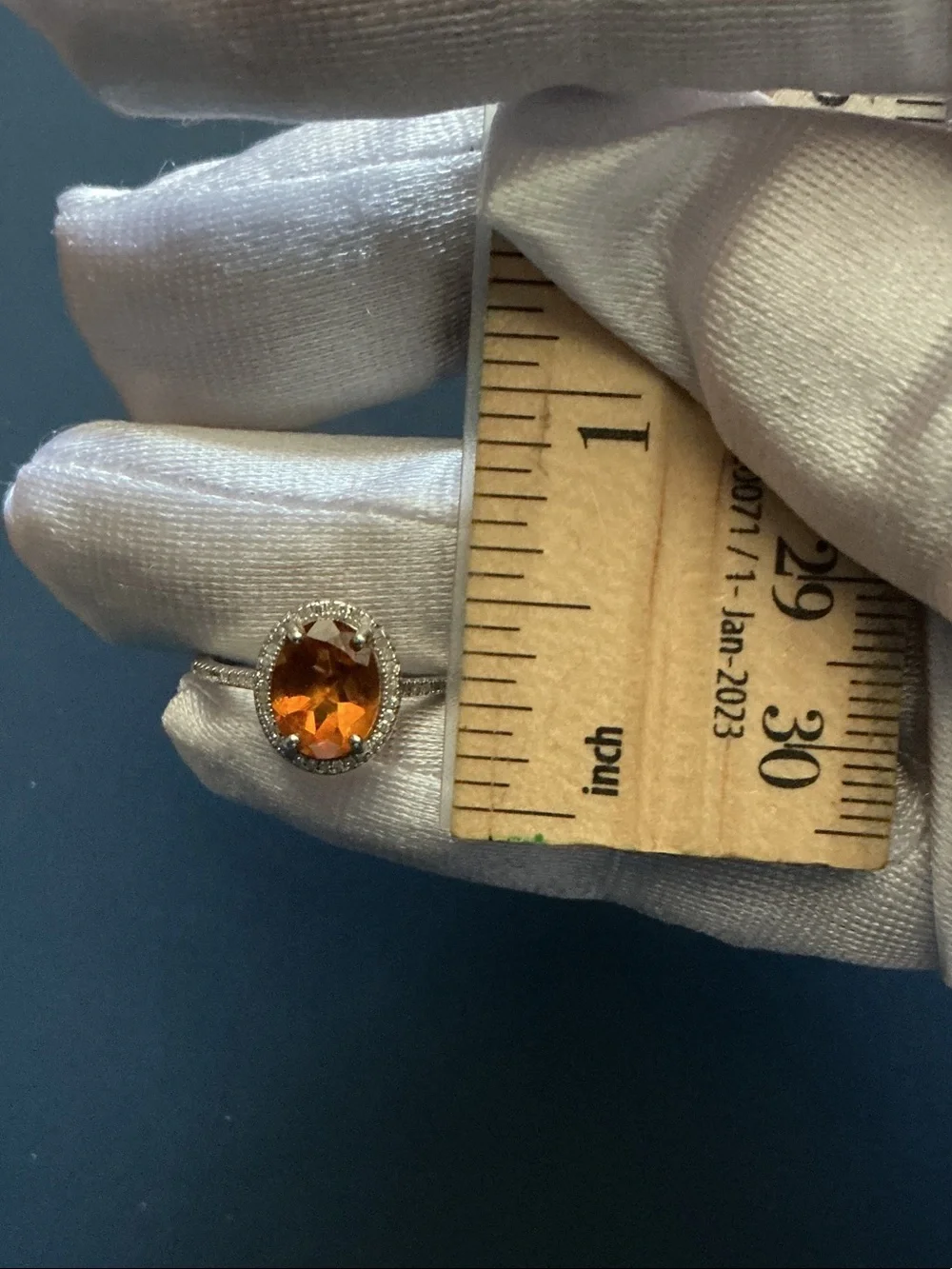 Sterling Silver Halo Ring with Natural Citrine in Oval cut, natural diamond